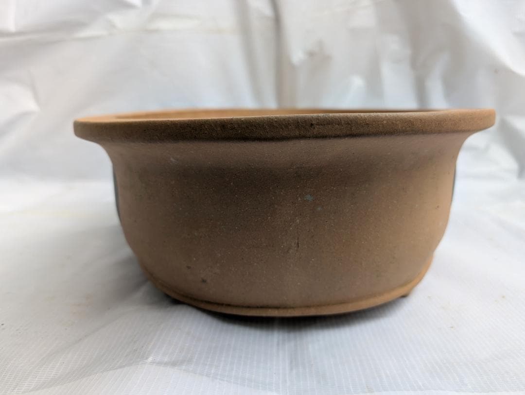 大型 盆栽鉢 楕円 絵鉢 約60cm 無銘 山水図 松柄 古鉢 盆栽用