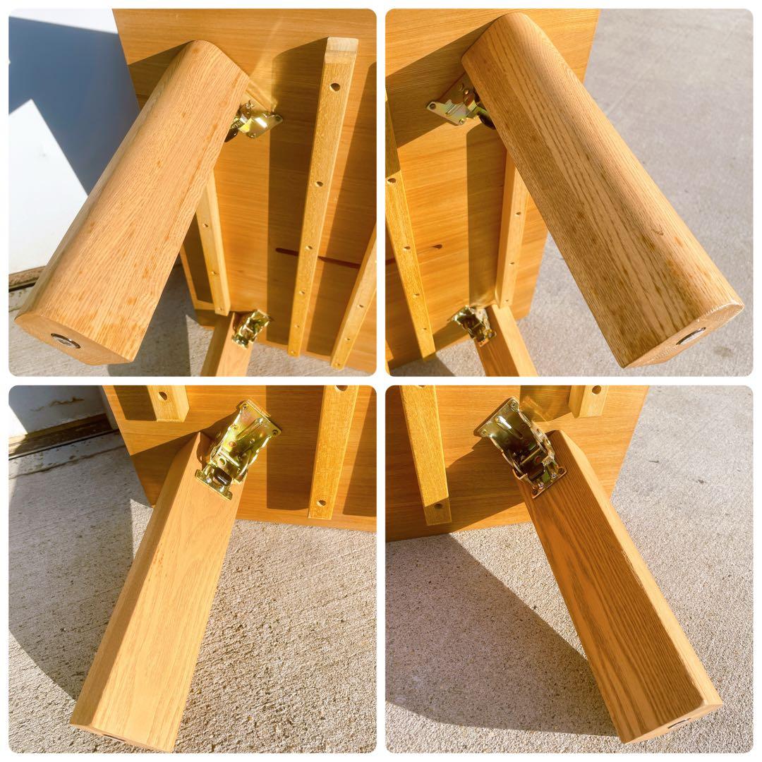 【美品送料込】高級タモ材 折り畳みローテーブル センターテーブル 天然木 座卓