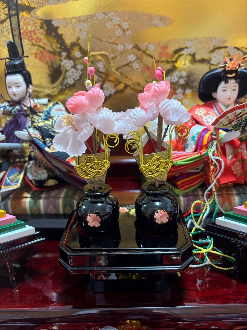 久月 雛人形 収納三段屏風オルゴール付き