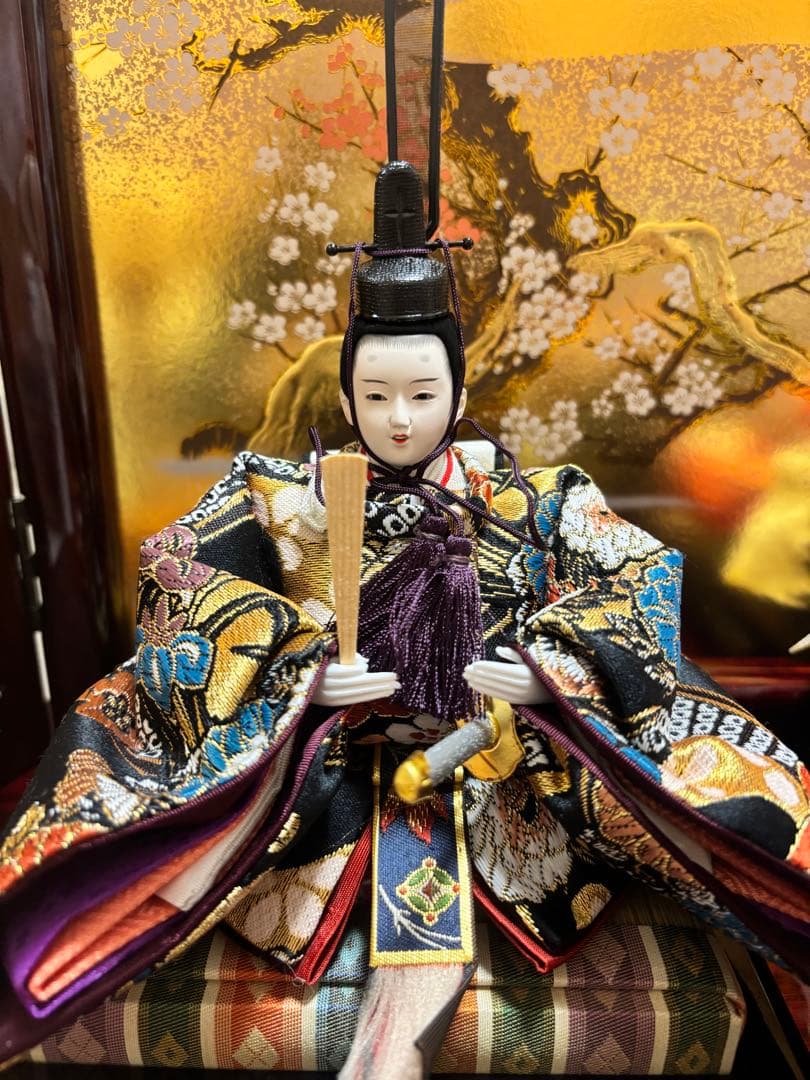 久月 雛人形 収納三段屏風オルゴール付き