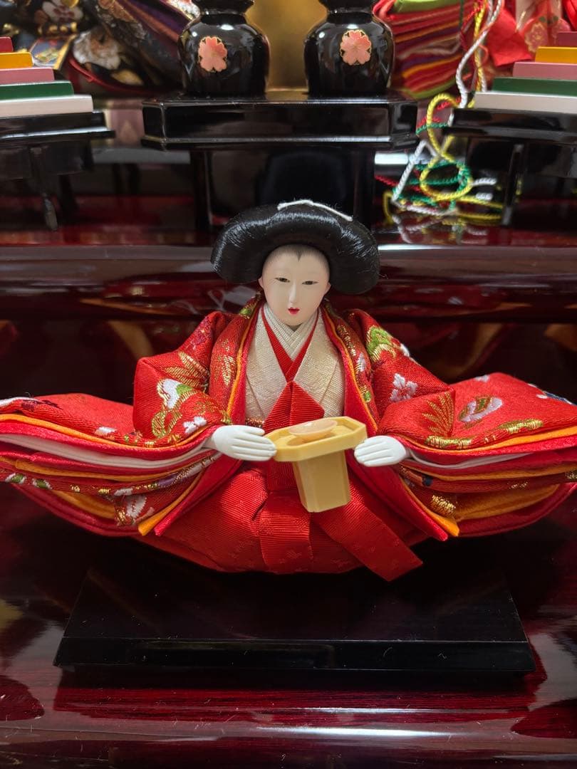 久月 雛人形 収納三段屏風オルゴール付き