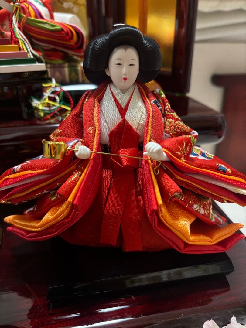 久月 雛人形 収納三段屏風オルゴール付き