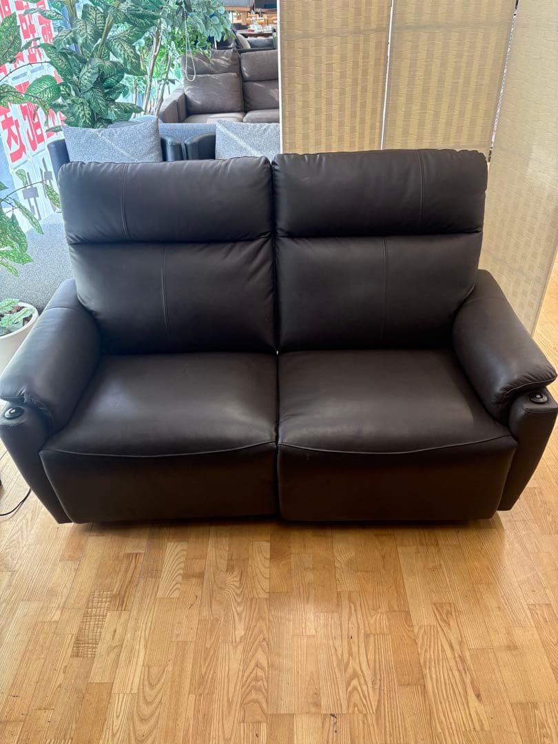 M070電動リクライニングソファ 1600mm幅 ダークブラウン