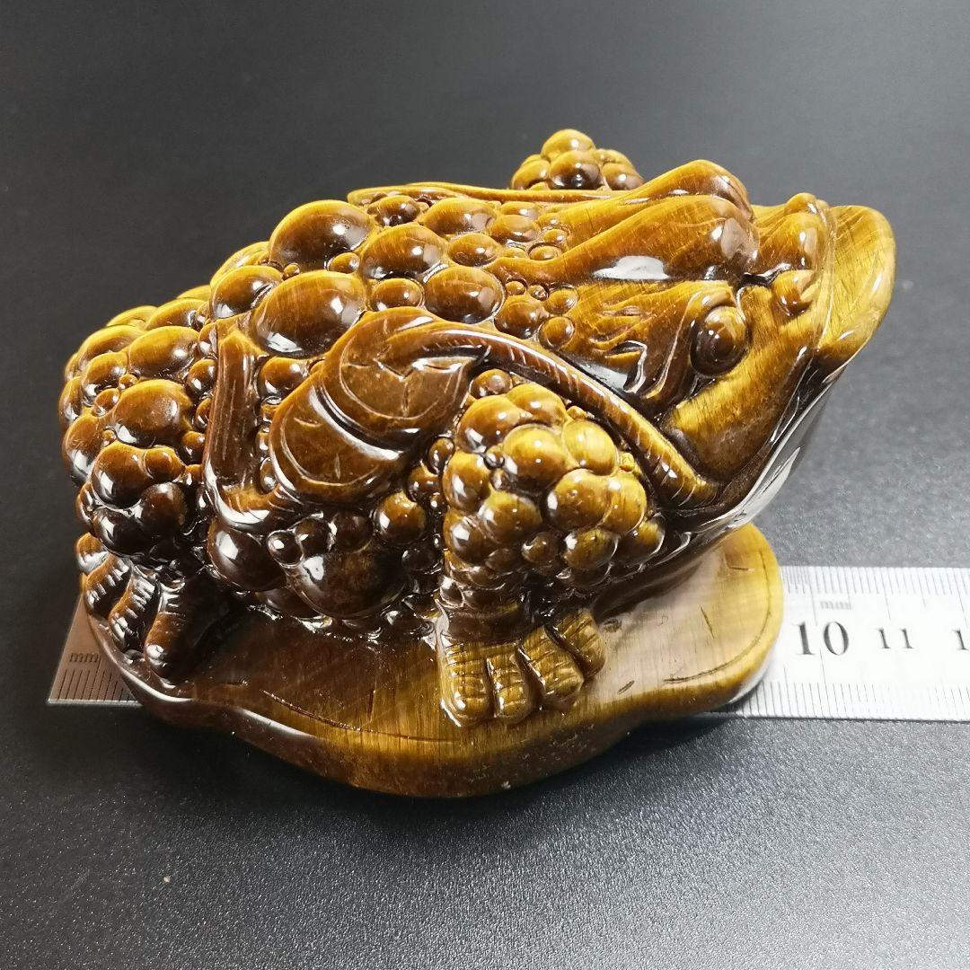A13.宝石品質の三本足の蛙（金蟾）　三脚蛙　虎目石　タイガーアイ　珍品　天然石