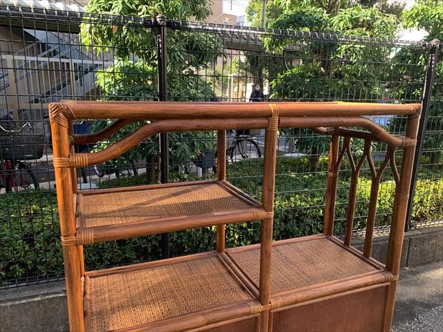 昭和レトロポップ｜ヴィンテージラタン｜オープンシェルフ｜キャビネット｜