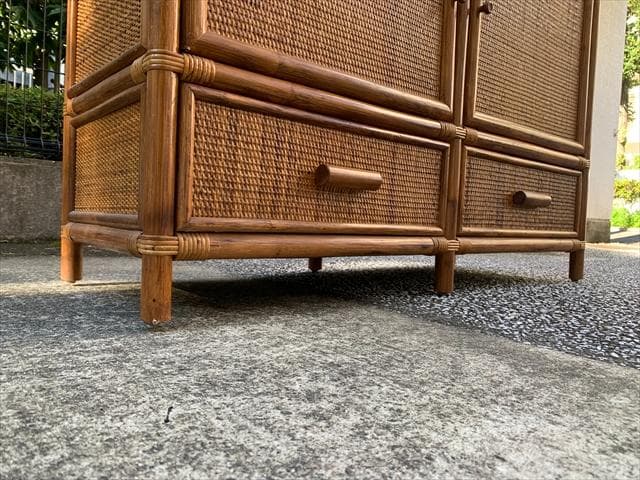 昭和レトロポップ｜ヴィンテージラタン｜オープンシェルフ｜キャビネット｜