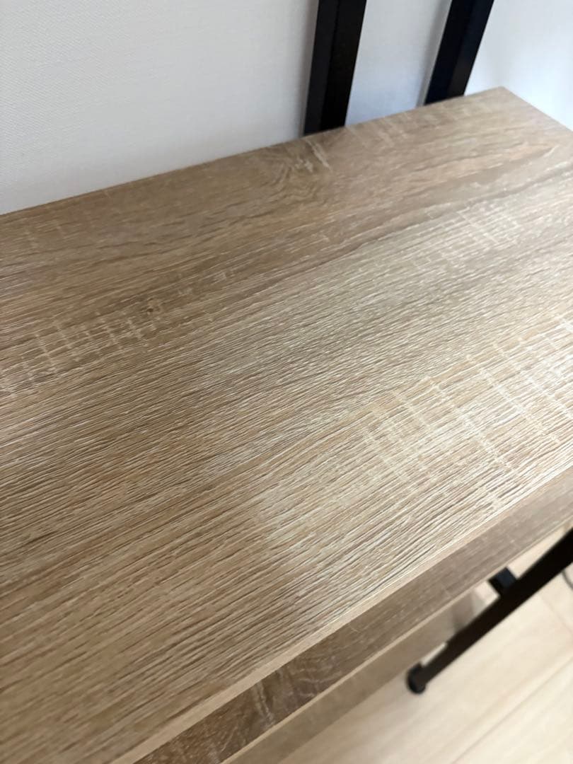 【完成品】ナチュラルウッドとブラックの5段オープンシェルフ