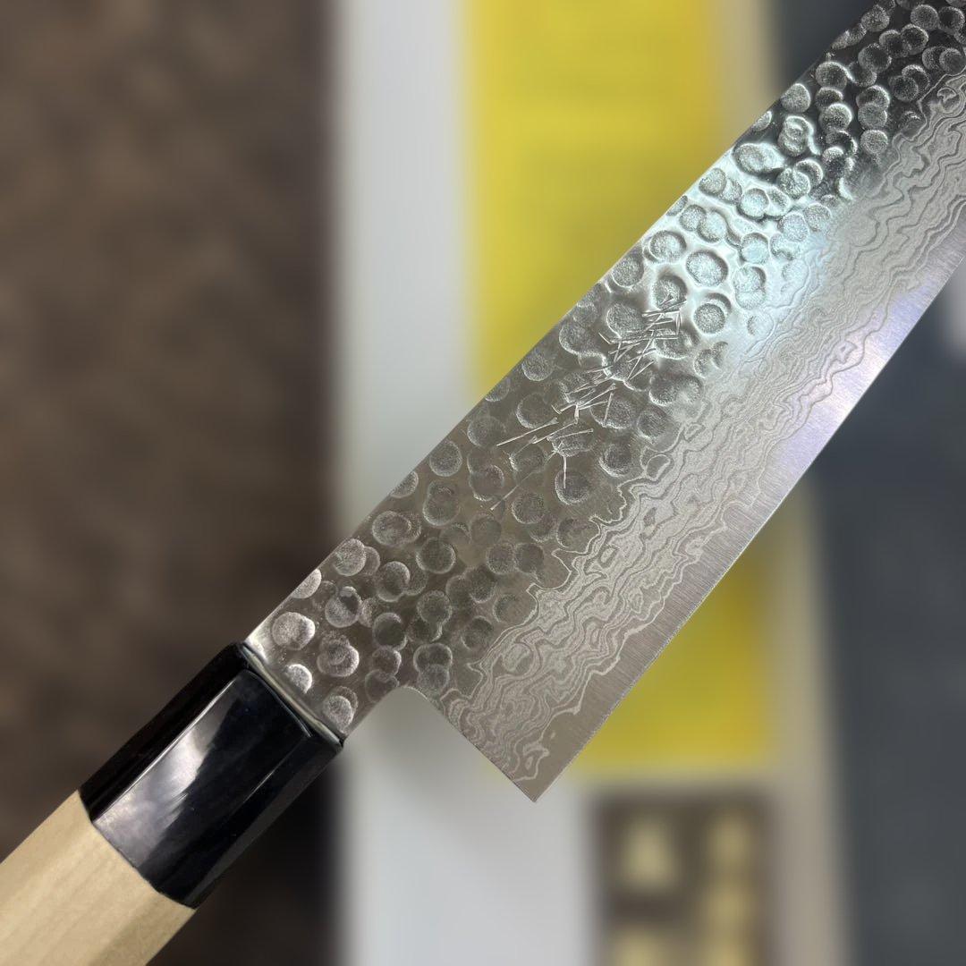 ★新品送料込★義弘鎚目ダマスカス和包丁和牛刀包丁240mm八寸八角柄両刃切味抜群