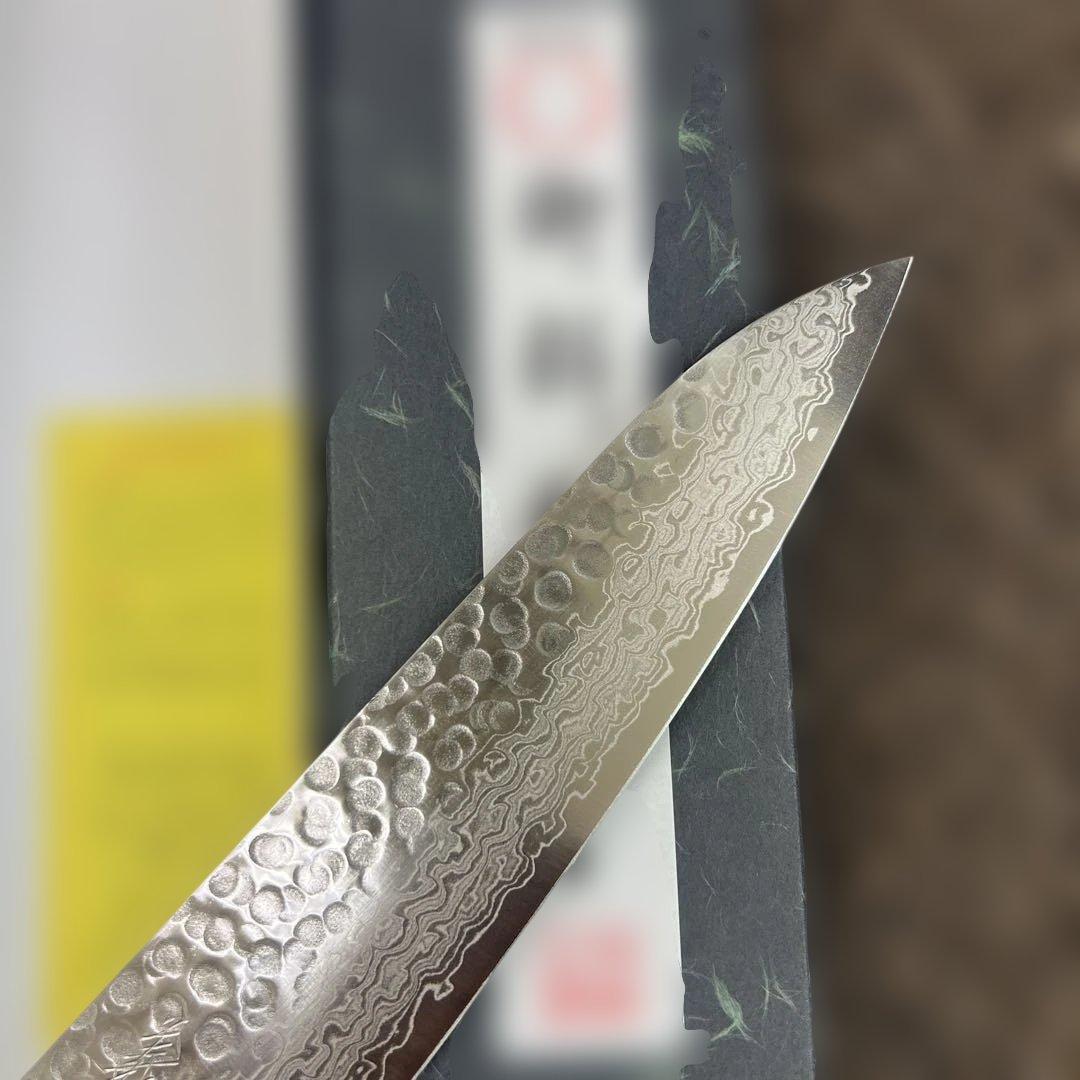 ★新品送料込★義弘鎚目ダマスカス和包丁和牛刀包丁240mm八寸八角柄両刃切味抜群