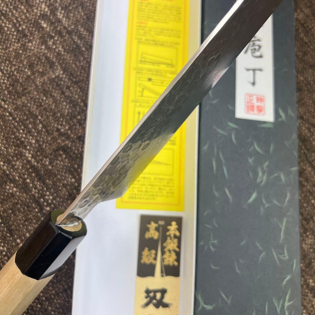 ★新品送料込★義弘鎚目ダマスカス和包丁和牛刀包丁240mm八寸八角柄両刃切味抜群