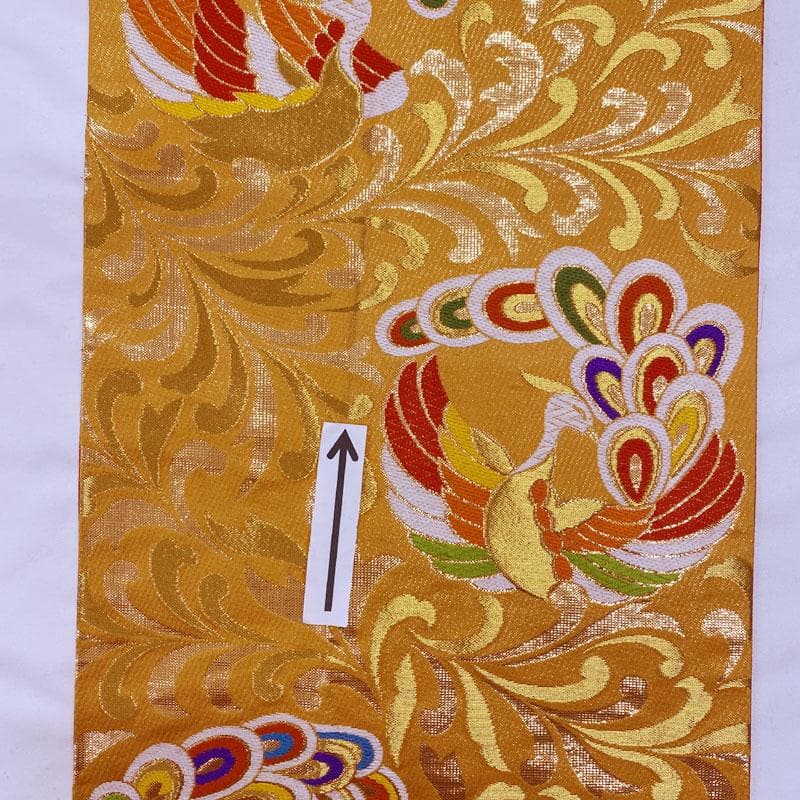 503ag64◎七五三 7歳 全通袋帯 ハーフ成人式 ラメ地 鳳凰 金糸◎