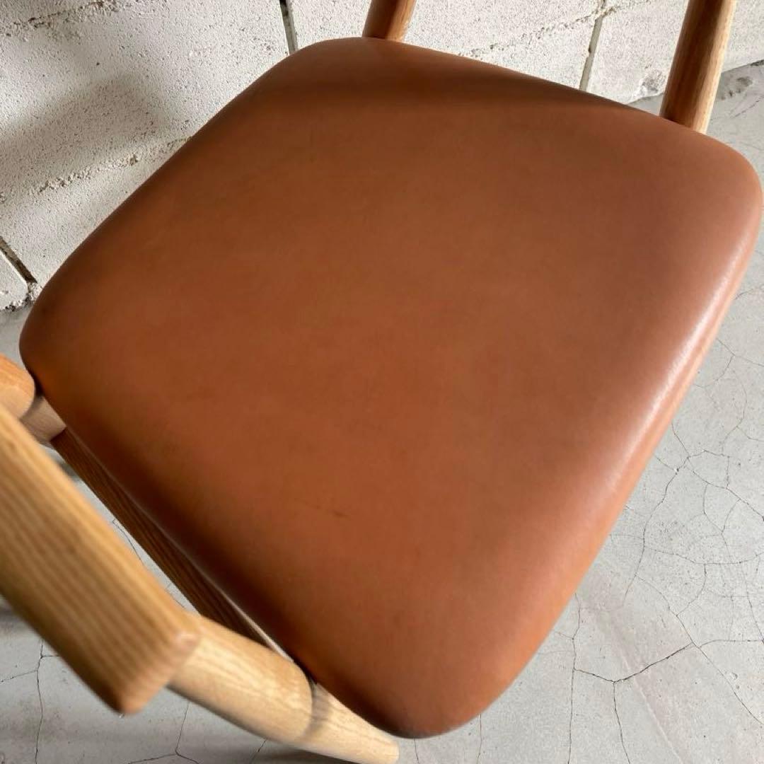 美品 MOMO NATURAL ダイニングチェア 本革 2点セット オーク無垢