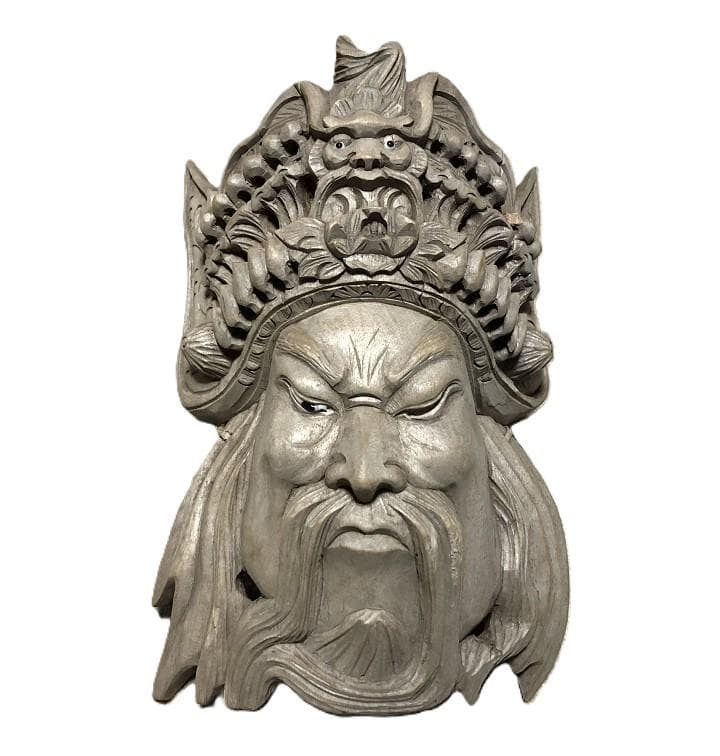 【 木彫面関羽 】　古玩骨董　27ｃｍ