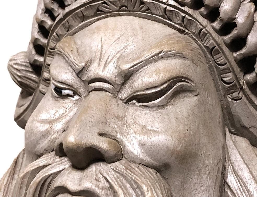 【 木彫面関羽 】　古玩骨董　27ｃｍ