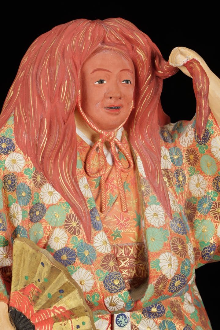 【初代 久世久宝】極彩色 能人形 「猩々」 29cm 共箱 京焼 古美術 骨董品