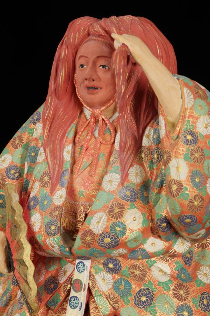 【初代 久世久宝】極彩色 能人形 「猩々」 29cm 共箱 京焼 古美術 骨董品