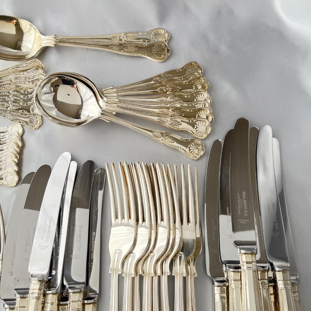 【Eben Parker】キングスパターンのディナーセット 8名用66本組