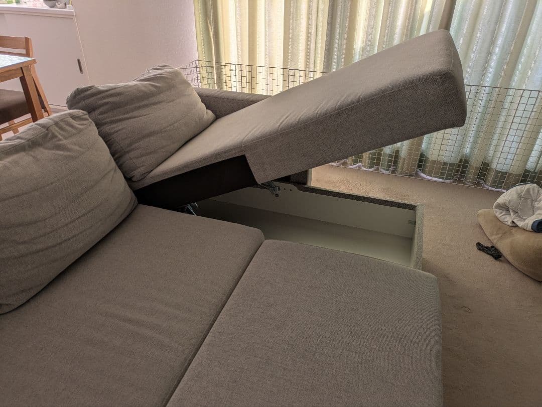 布張りカウチソファベッド(ノアーク2 GY)