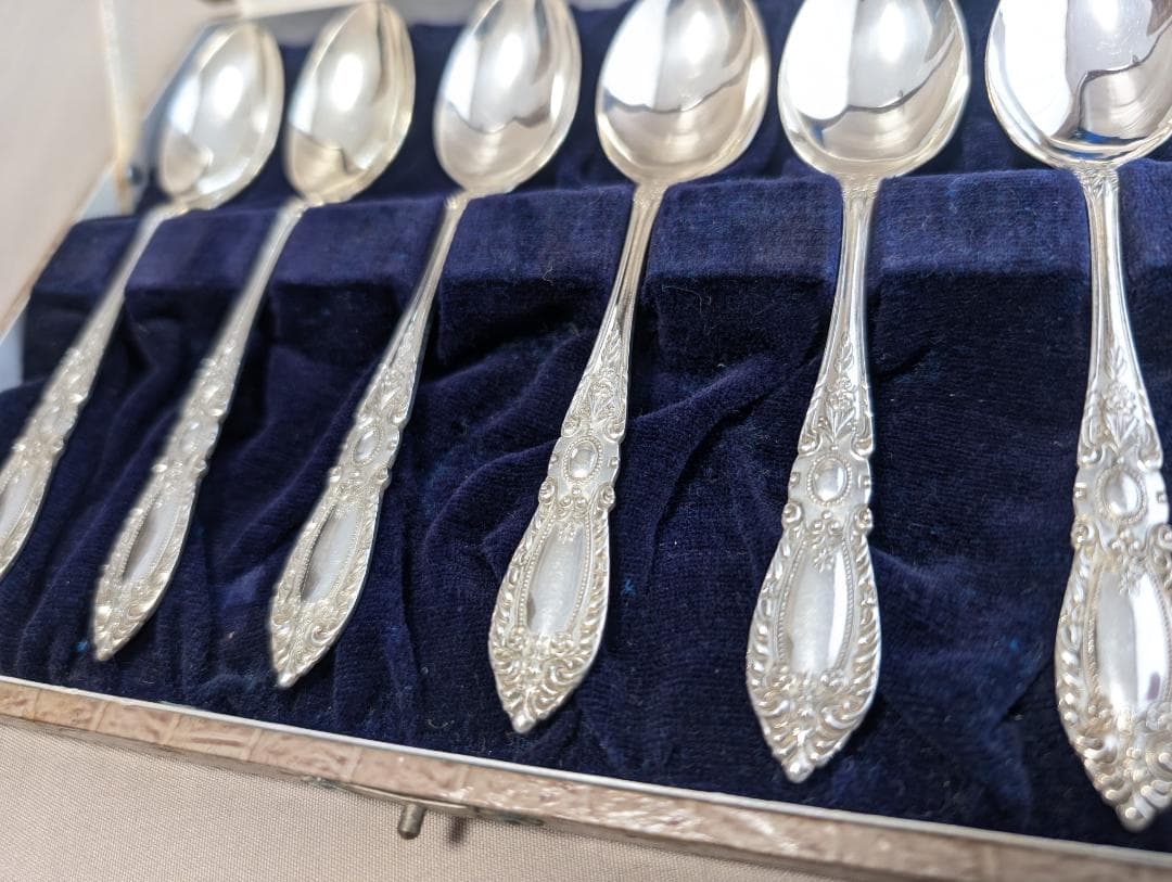 vintage　Silver950　希少アンティーク風スプーン５本セット　箱付き