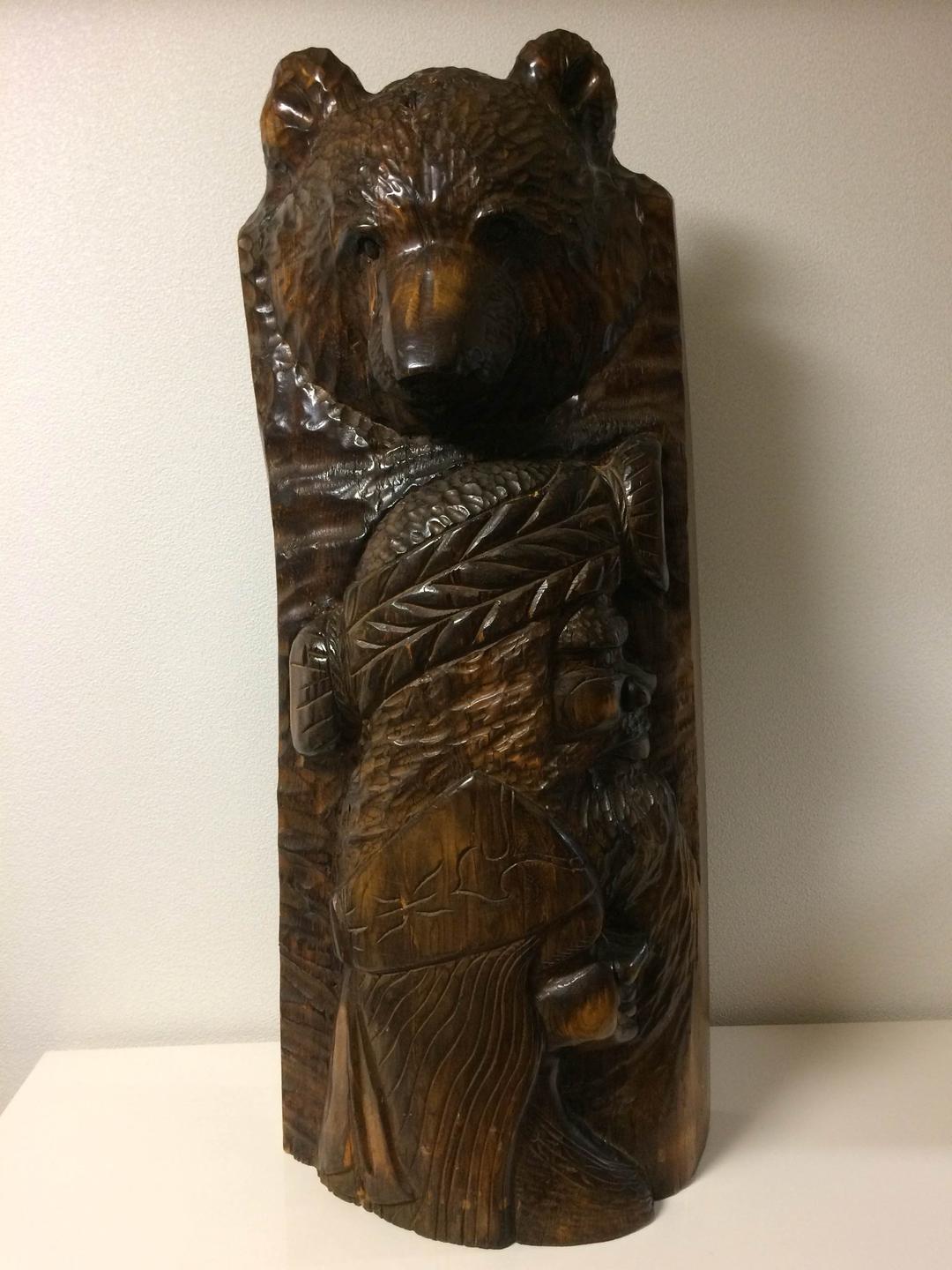 ★アイヌ 木彫り 熊と夫婦 大作 北海道民芸