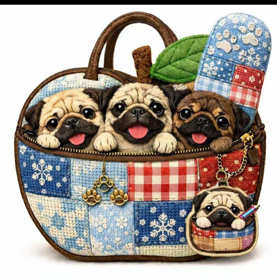 可愛い犬パネル生地　ハンドメイド