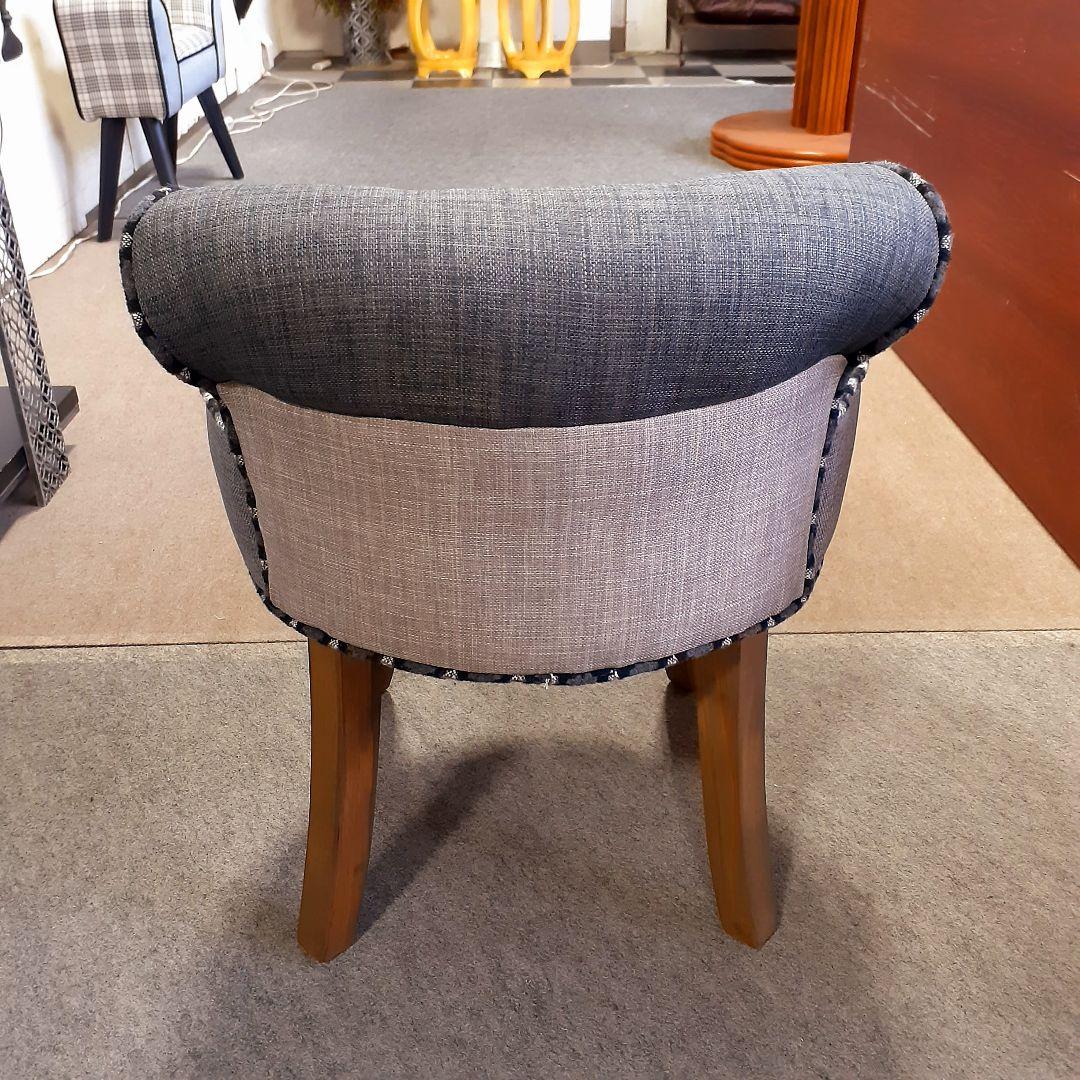 輸入家具　モノトーンチェア　パッチワークデザイン　グレー&ホワイト　２脚セット