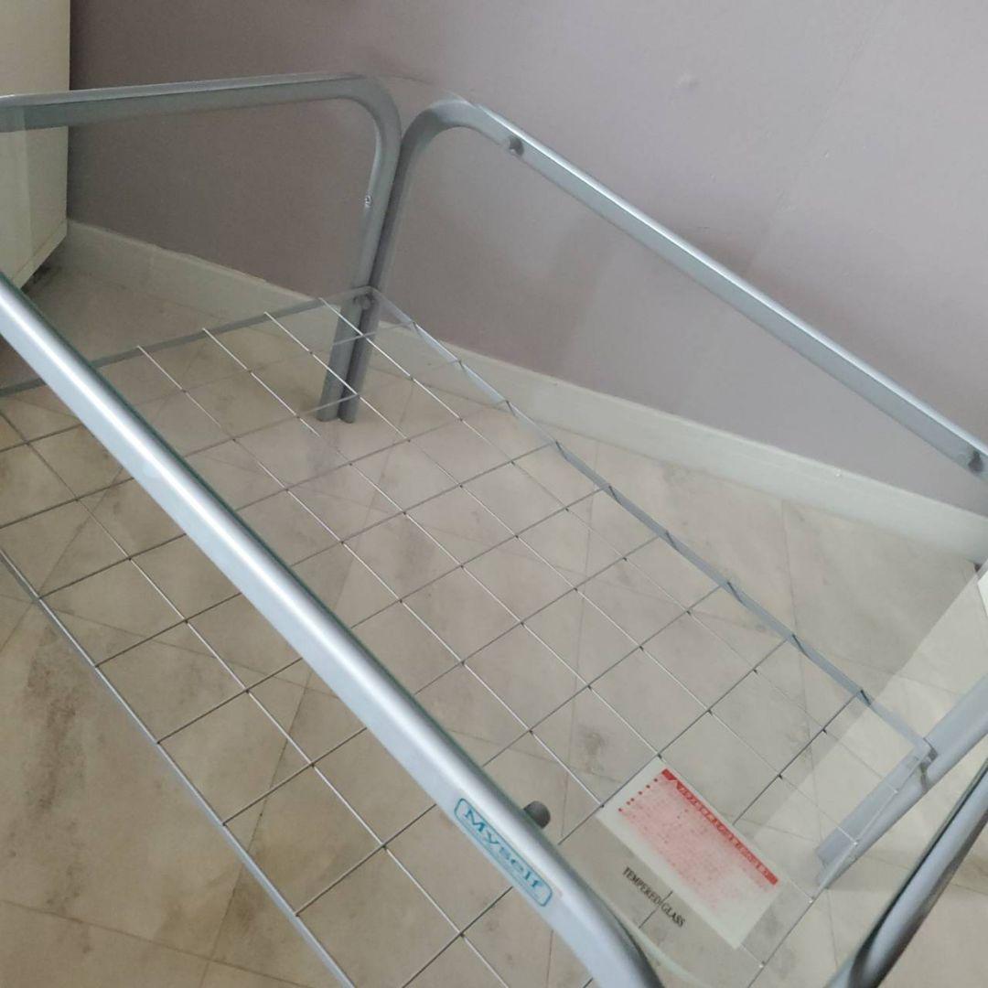 アイリスオーヤマ ガラステーブル レトロ センターテーブル 収納 網棚