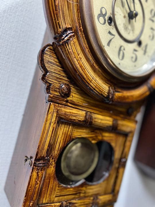 舘本時計 振り子時計ゼンマイ掛け時計柱時計ボンボン時計古時計 稼働品