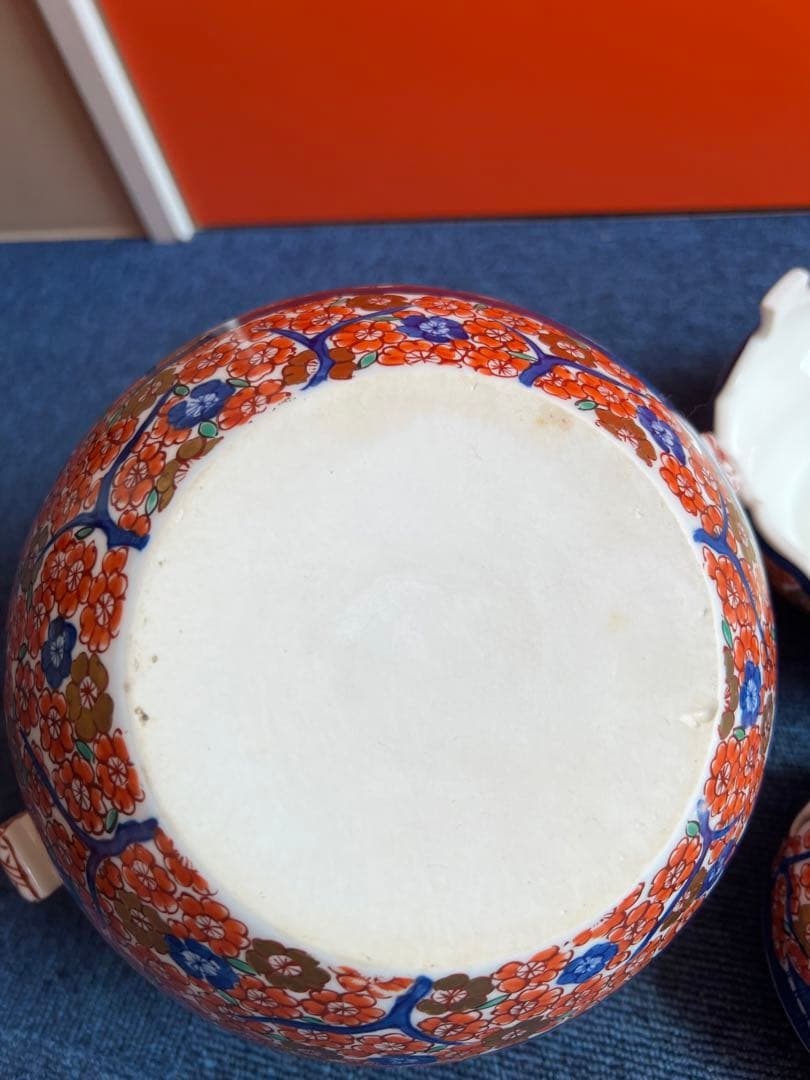 1068  有田焼・伊万里焼の陶器高級香炉　桜楼閣絵　陶芸家 藤井錦彩　美品