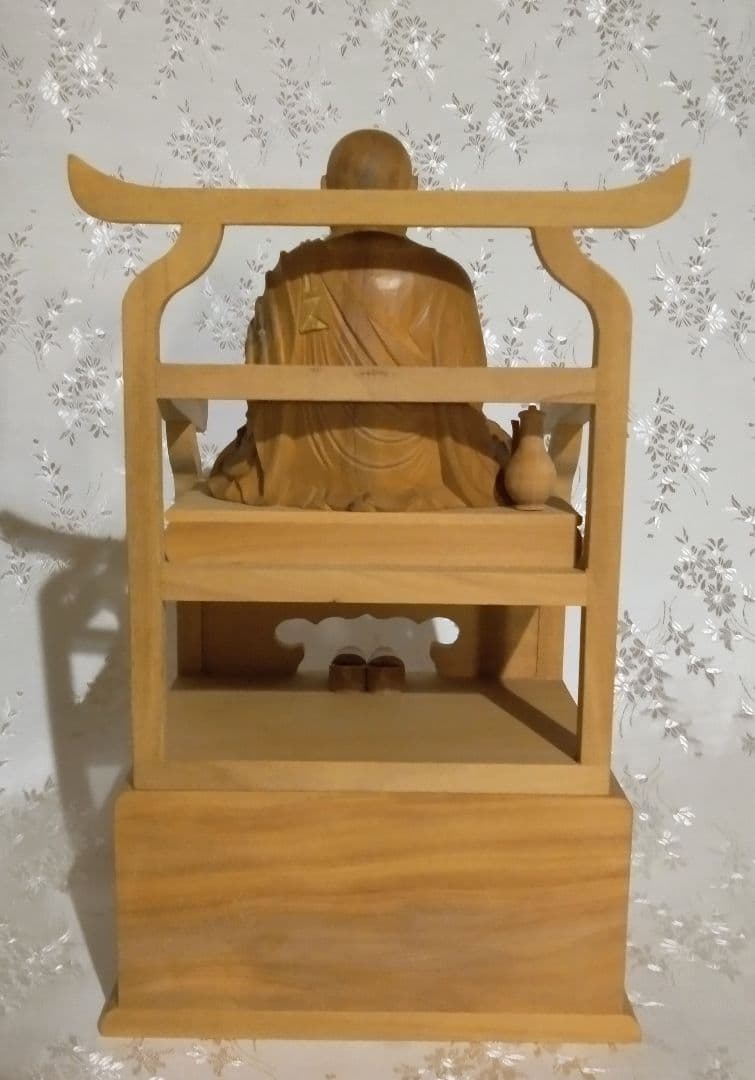 弘法大師坐像 空海 お大師さま 2.5寸#297 ◆白檀 木彫 仏像