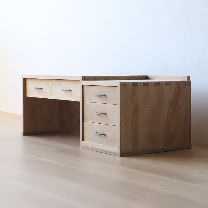 アンティーク 引き出し5杯 メープル材 文机 古家具 無垢材 カエデ