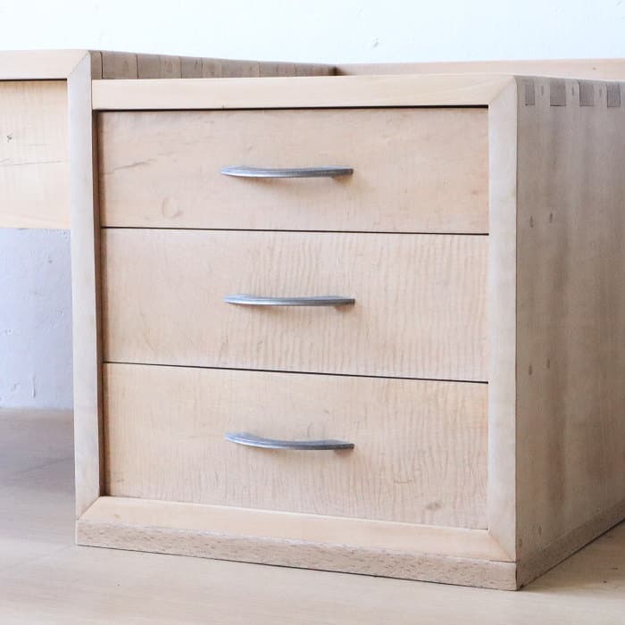 アンティーク 引き出し5杯 メープル材 文机 古家具 無垢材 カエデ