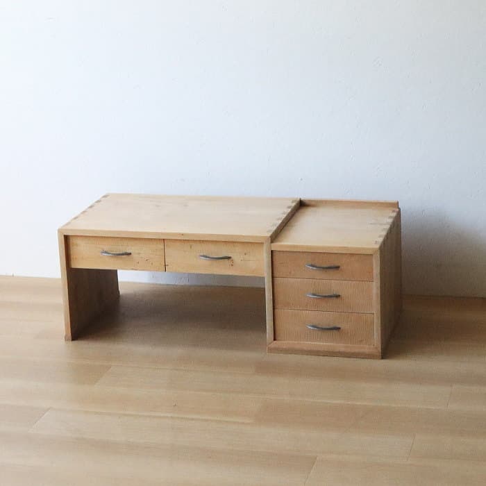 アンティーク 引き出し5杯 メープル材 文机 古家具 無垢材 カエデ