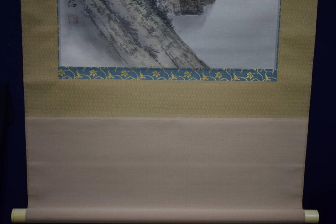 真作/南義信/淡彩山水図/屋形船図/桐共二重箱付/布袋屋