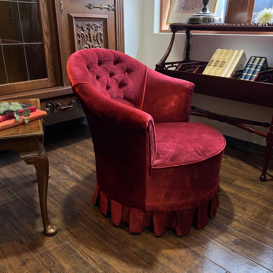 k224r119 横浜ダニエル ティファ二ー 赤いベルベットの シングルソファ