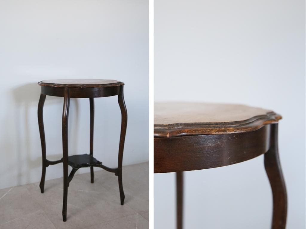 英国アンティーク木製サイドテーブル/オケージョナル机/飾り棚/花台(91-117