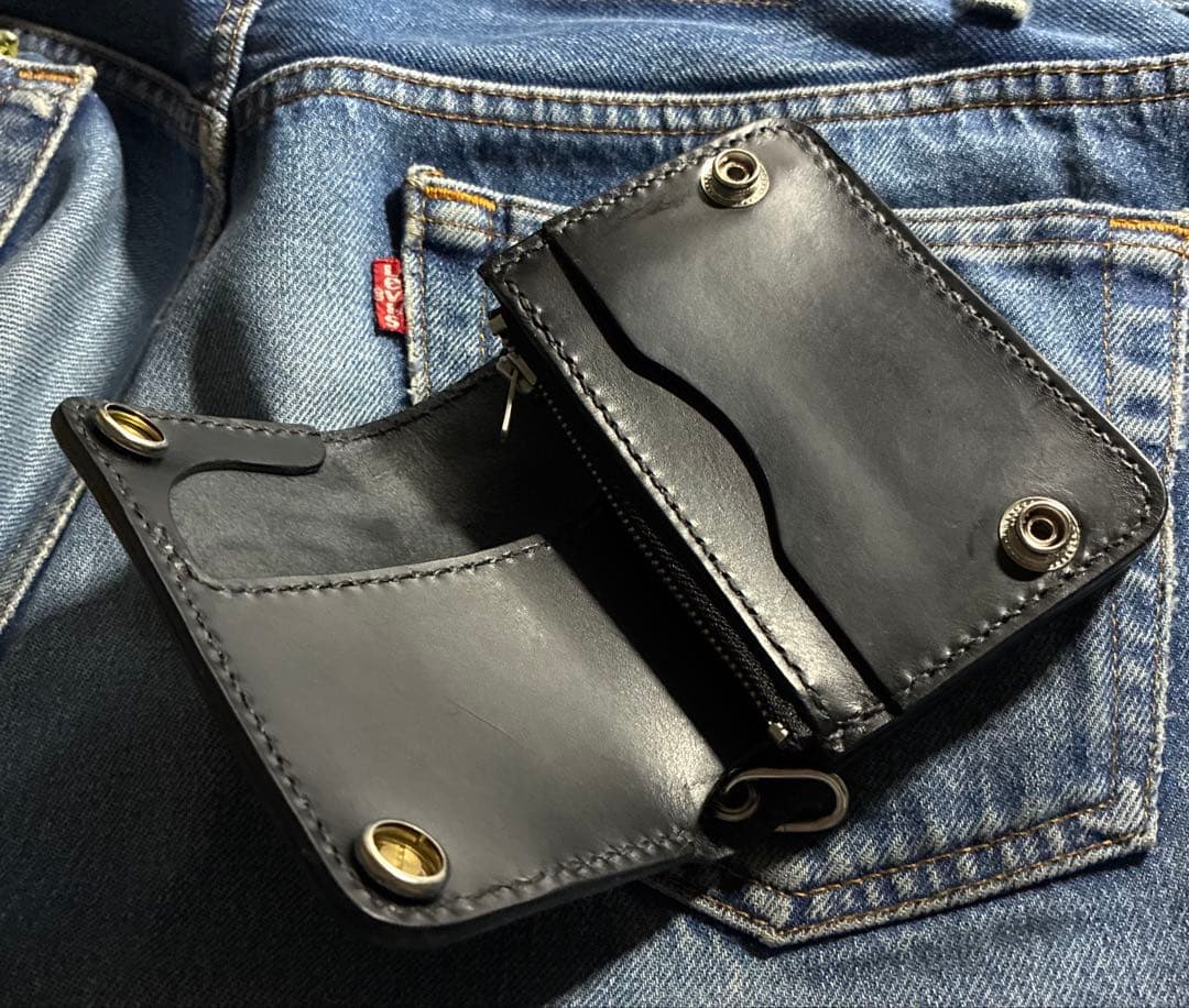 トラッカーウォレット ショート クロコ型押し×シルバー925アポロ