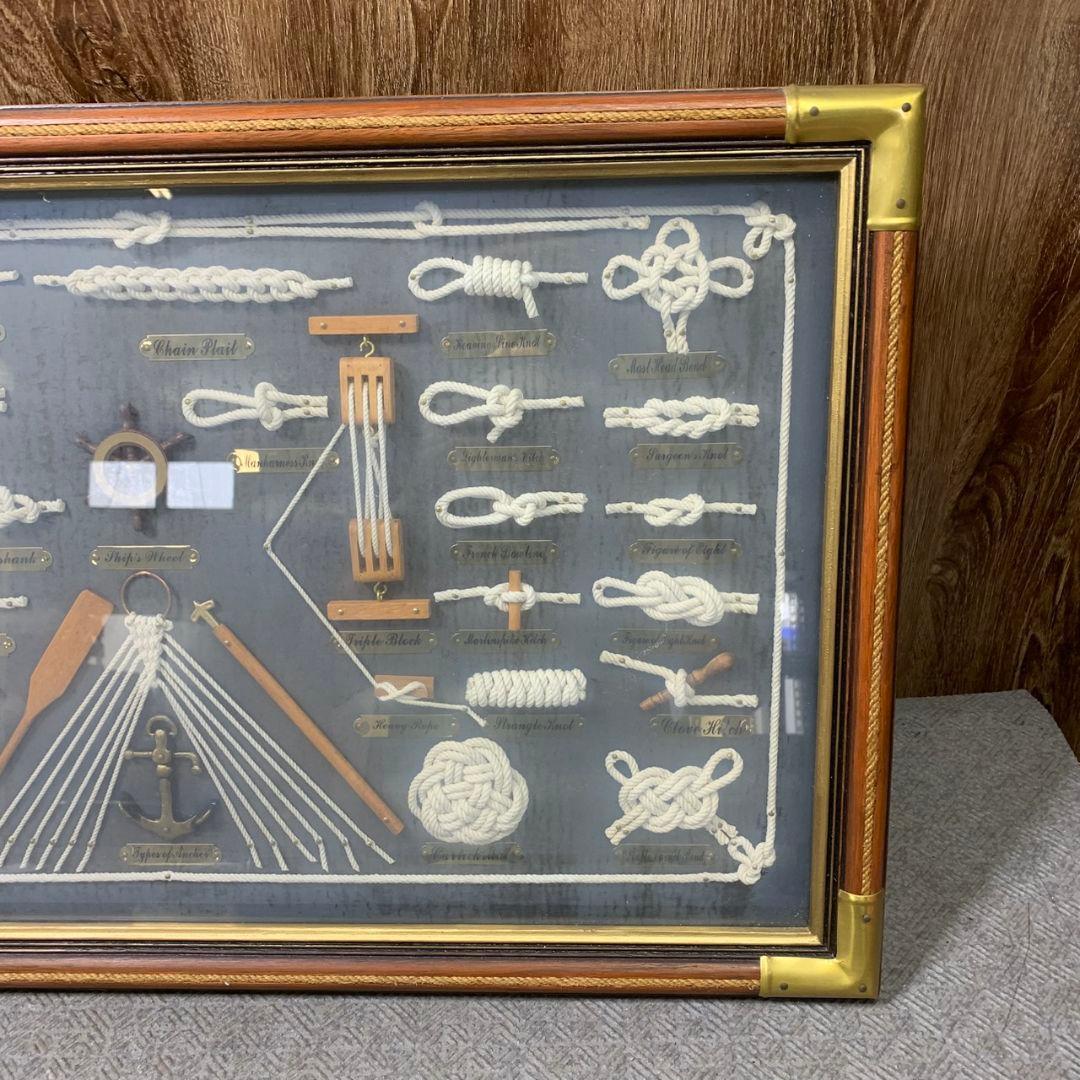 J592 ヨット ロープワーク レリーフ ロープノット額 ロープ結び インテリア