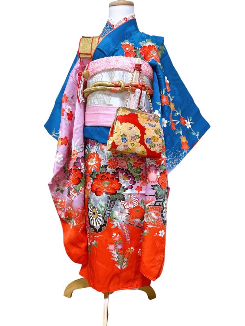 正絹お着物フルセット♡七五三　女の子　7歳　一式　藍色　紫　白