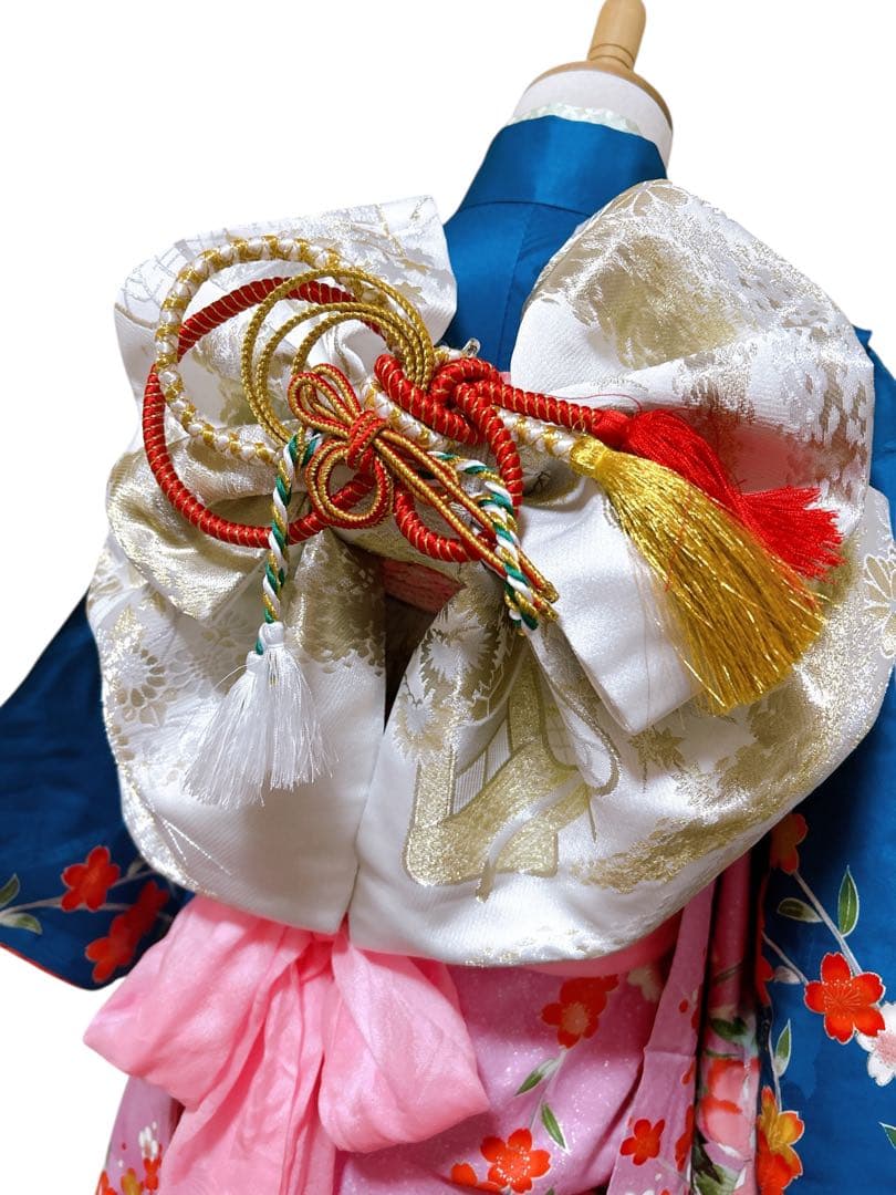 正絹お着物フルセット♡七五三　女の子　7歳　一式　藍色　紫　白