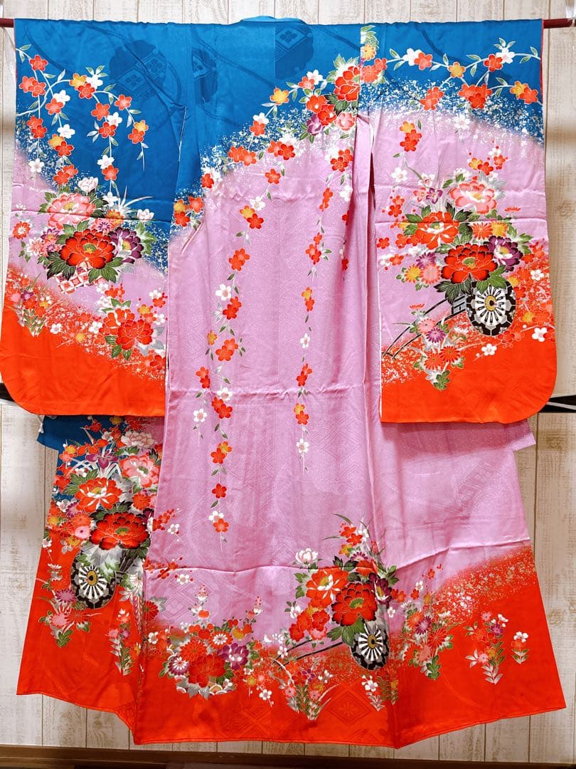 正絹お着物フルセット♡七五三　女の子　7歳　一式　藍色　紫　白