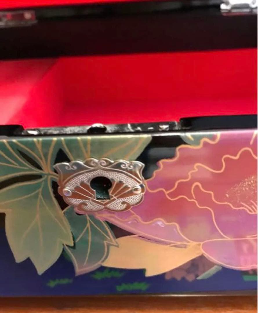 会津塗り漆器　鍵付きオルゴール　宝石箱