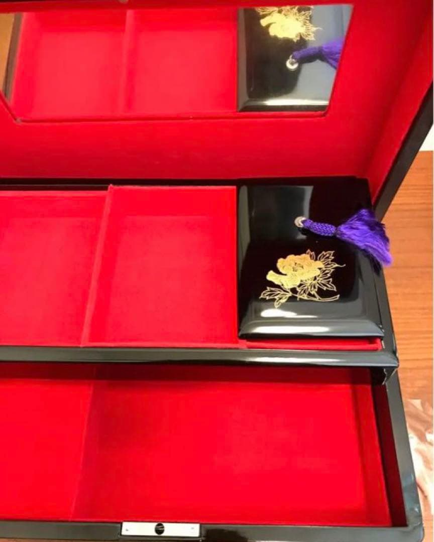 会津塗り漆器　鍵付きオルゴール　宝石箱
