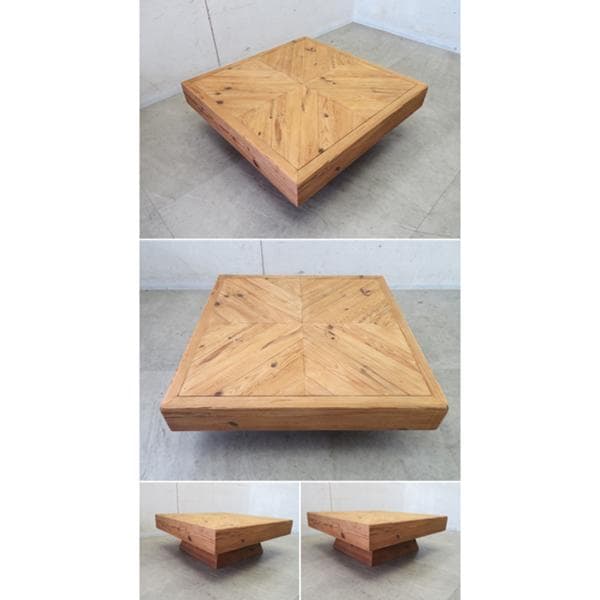 美品■北欧モダンスタイル■パイン古材■ヘリンボーン■リビングテーブル