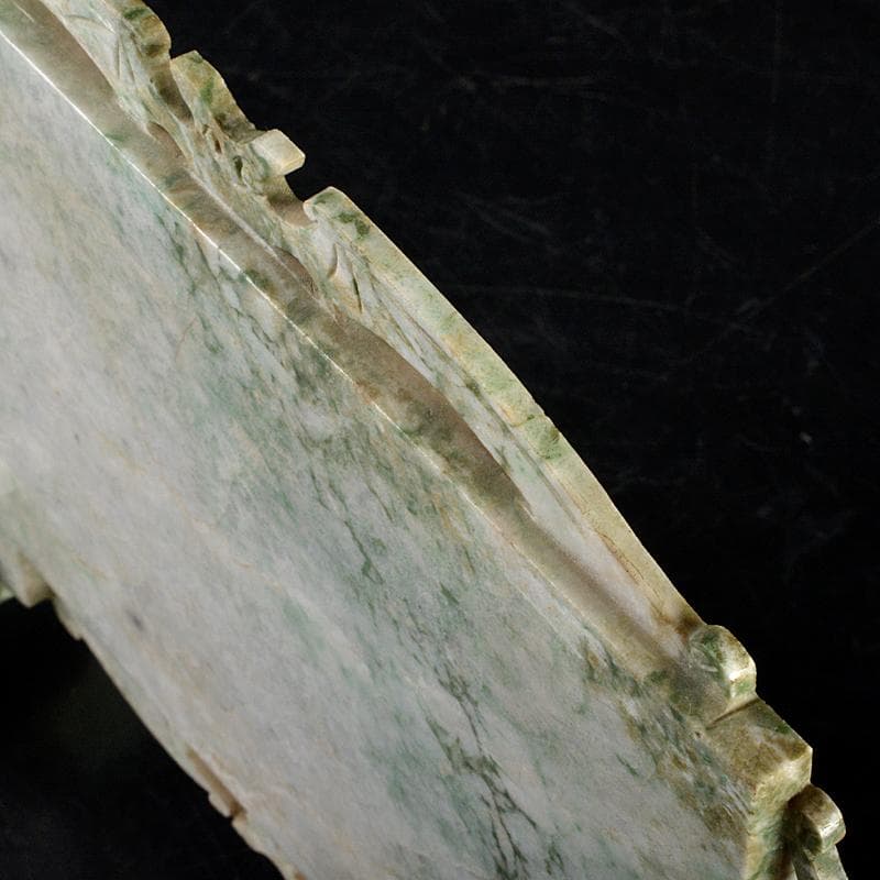 中国　玉石翡翠彫刻　蝙蝠刻　硯屏　時代箱付　U　R6053