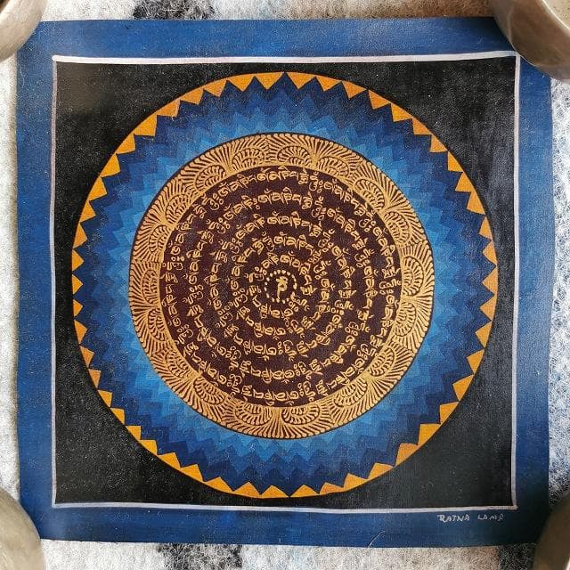 オンマニペメフム　マントラ　曼荼羅　：　タンカ　仏画（額縁なし）