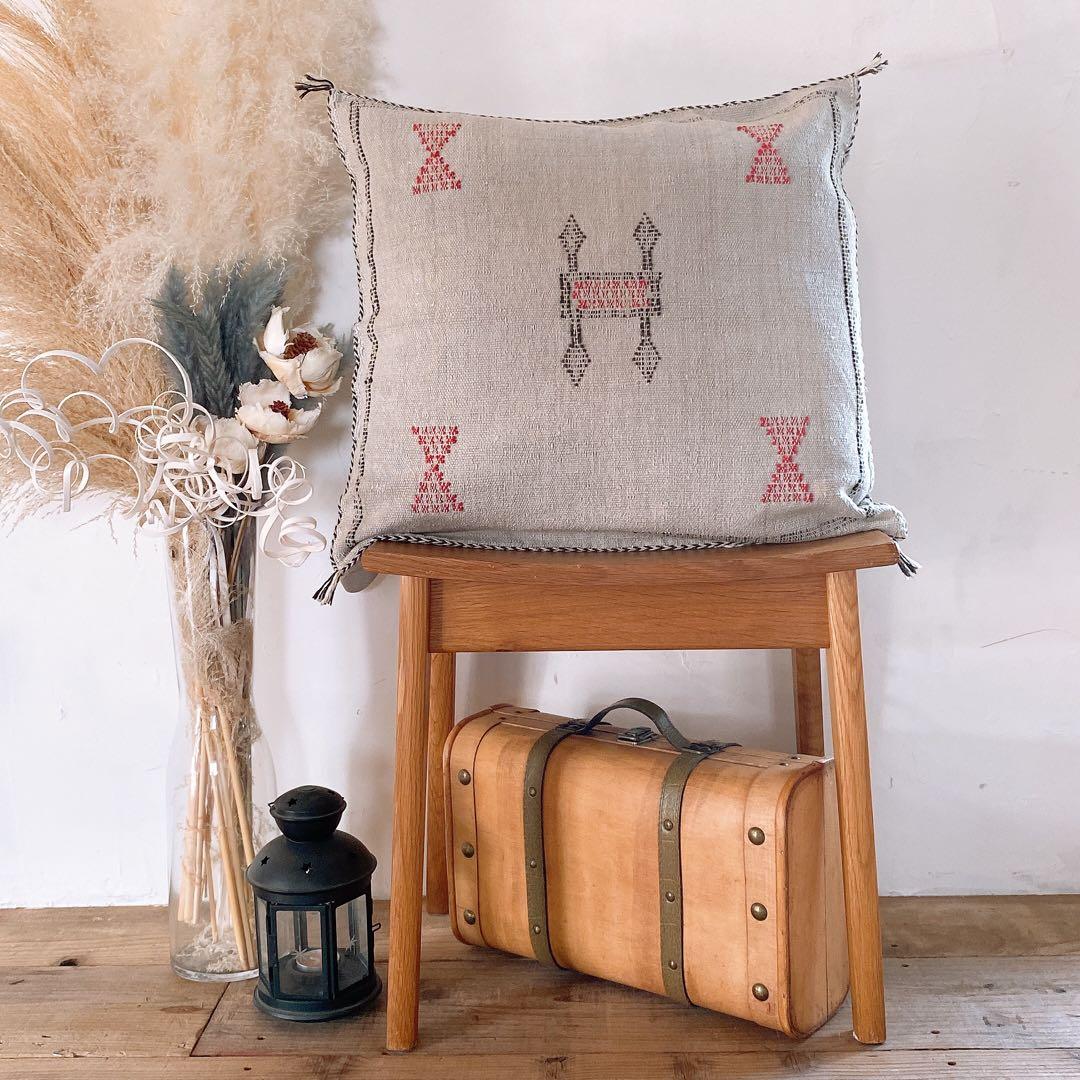 モロッコ製 カクタスシルク サブラ クッションカバー 約47×50cm