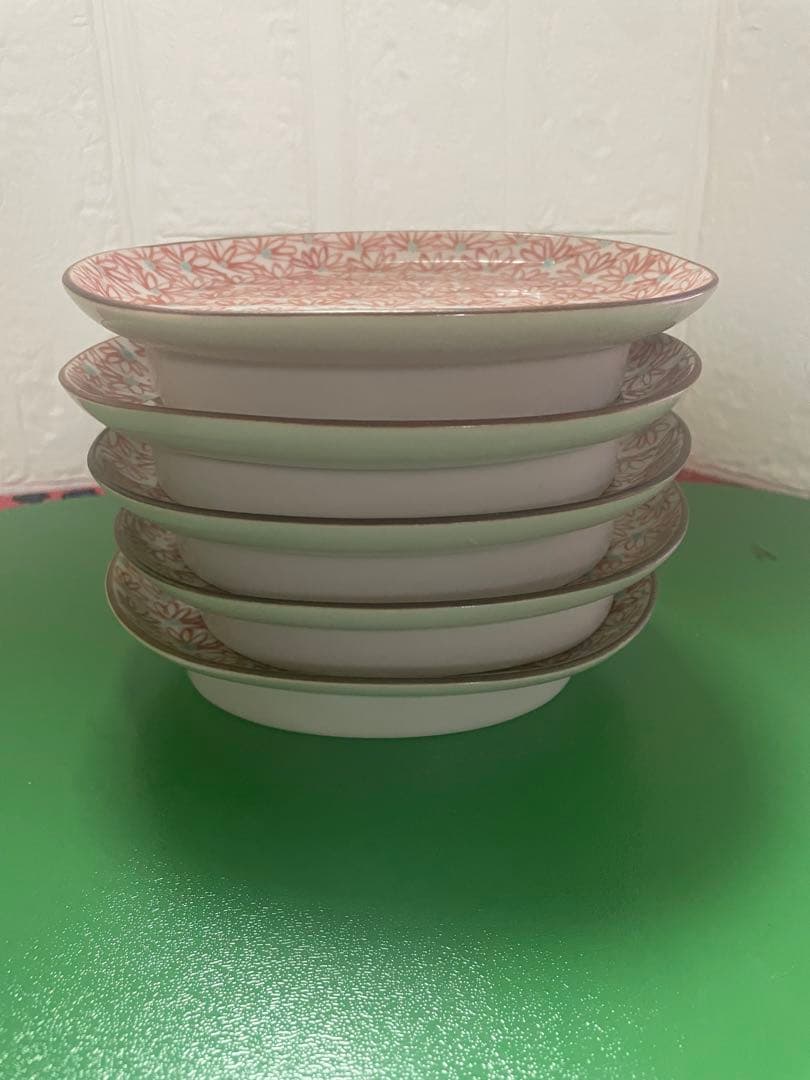 九谷焼　花柄　高台皿5枚