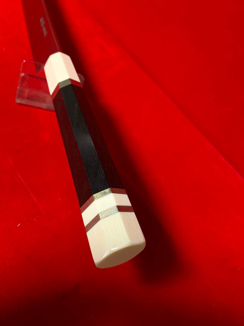 NO.01234包丁　先丸　堺製　中子刻印有り　水本焼　白一鋼　富士山残月　桐箱