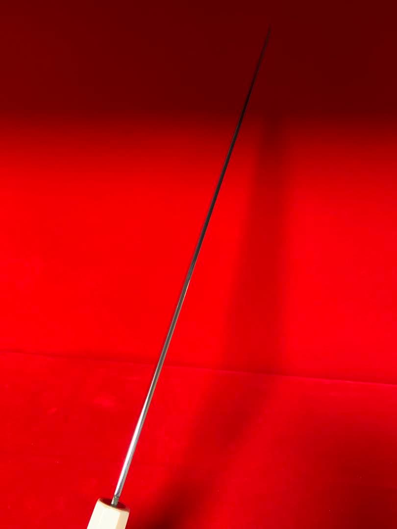 NO.01234包丁　先丸　堺製　中子刻印有り　水本焼　白一鋼　富士山残月　桐箱